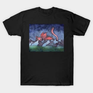 Dragon Cat Watercolor Painting T-Shirt